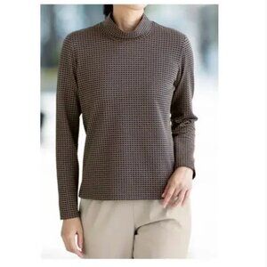 J. McLaughlin Women's Black and Tan Long Sleeve Funnel Neck Top Size XL